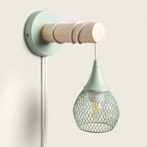 Lampada da Parete Legno e Metallo Monah Verde Celadon
