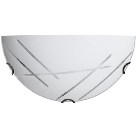 LAMPADA DA PARETE LETIZIA 1XE27 GANCI CROMO PIASTRA IN VETRO DECORATO TAGLI BIANCHI Ø30-HX15-PX10 CM OKX