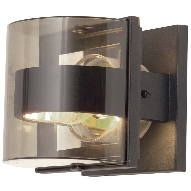 Image of Lampada da parete luce in fusione di alluminio policarbonato grafite h 16 cm 1 luce da corridoio