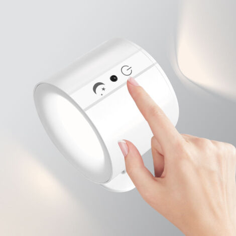 Lampada da parete magnetica wireless ricaricabile con telecomando, luminosità regolabile e rotazione a 360° per uso interno.