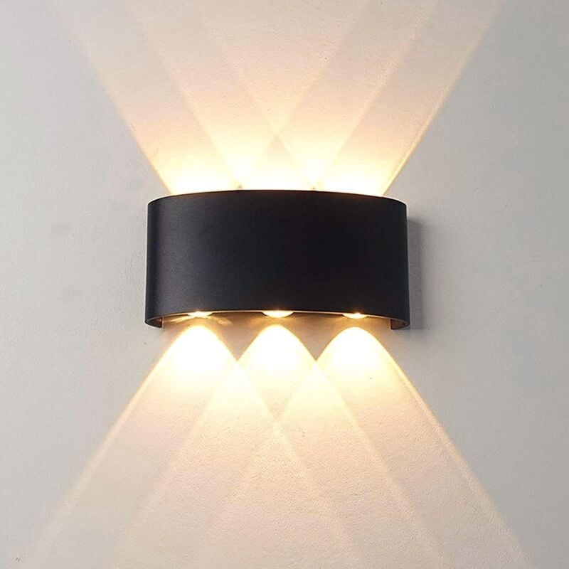 Lampada da parete moderna a led per interni, bianco caldo, 6 w, guscio nero, impermeabile IP65, lampada da parete per esterni in alluminio