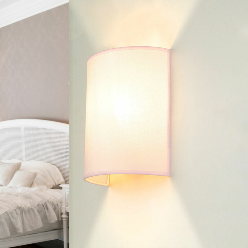 Image of Licht-erlebnisse - Lampada da parete moderna alice design Loft forma semicircolare in tessuto color bianco E27 - rosa brillante