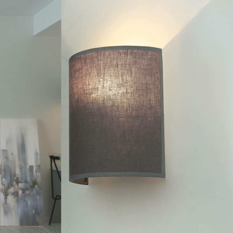 Image of Licht-erlebnisse - Lampada da parete moderna alice in tessuto color grigio dal design Loft E27 - Grigio