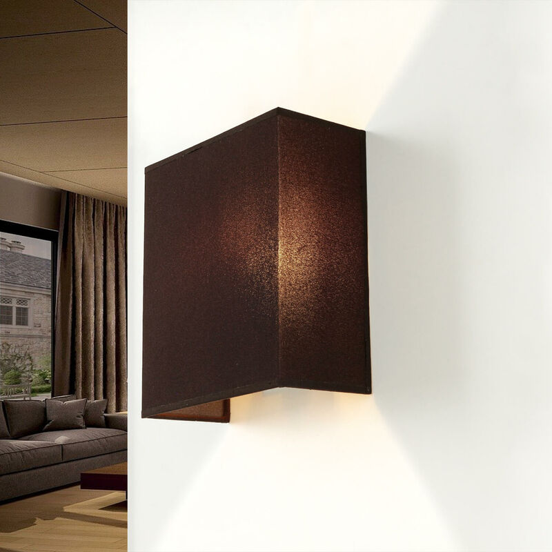 Image of Lampada da parete in stile moderno dal design Loft Up Down con paralume in tessuto color caffè marrone E27 per Soggiorno - Caffè