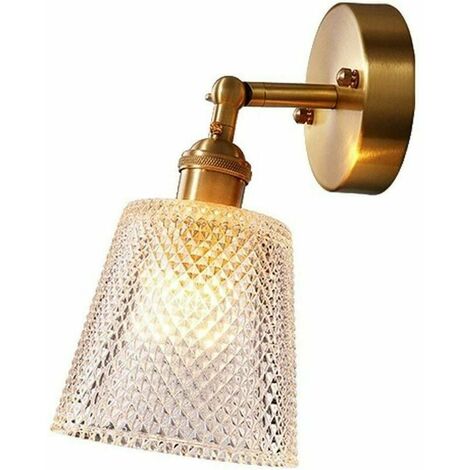 Lampada da parete moderna con sfera di vetro in rame Applique da parete in ottone per ristorante Soggiorno Specchio da bagno Fari Comodino per lettura sul comodino Decorazione soggiorno E27 Edison