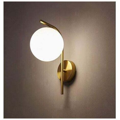Lampada da parete moderna creatività con paralume a sfera in vetro, applique da parete con finitura oro E27 apparecchio di illuminazione supporto da parete per personalità per camera da letto soggiorn