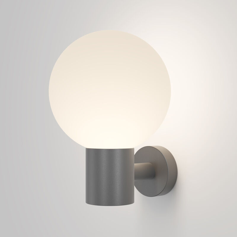 Image of Lampada Da Parete Moderna Da Esterno Alluminio Grigio 1 Luce E27 60W Ip54