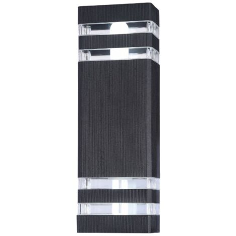 Lampada Da Parete Moderna Da Esterno Alluminio Nero 2 Luci E27 60W Ip54