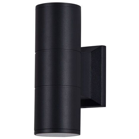 Lampada Da Parete Moderna Da Esterno Alluminio Nero 2 Luci Gu10 50W Ip54