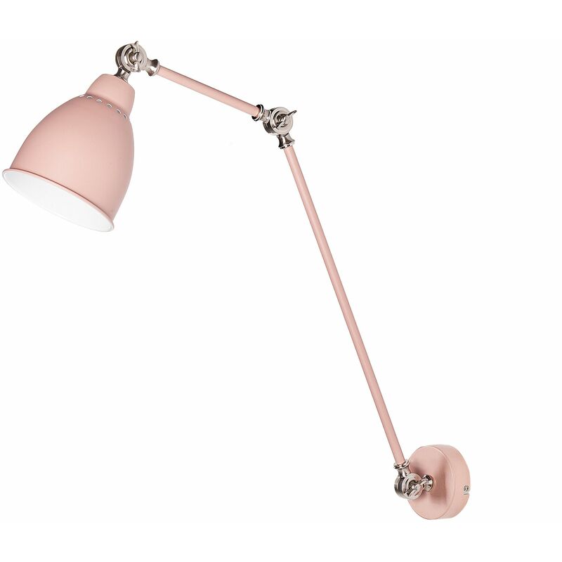 Image of Lampada da parete moderna in metallo rosa pastello Mississippi l - Rosa