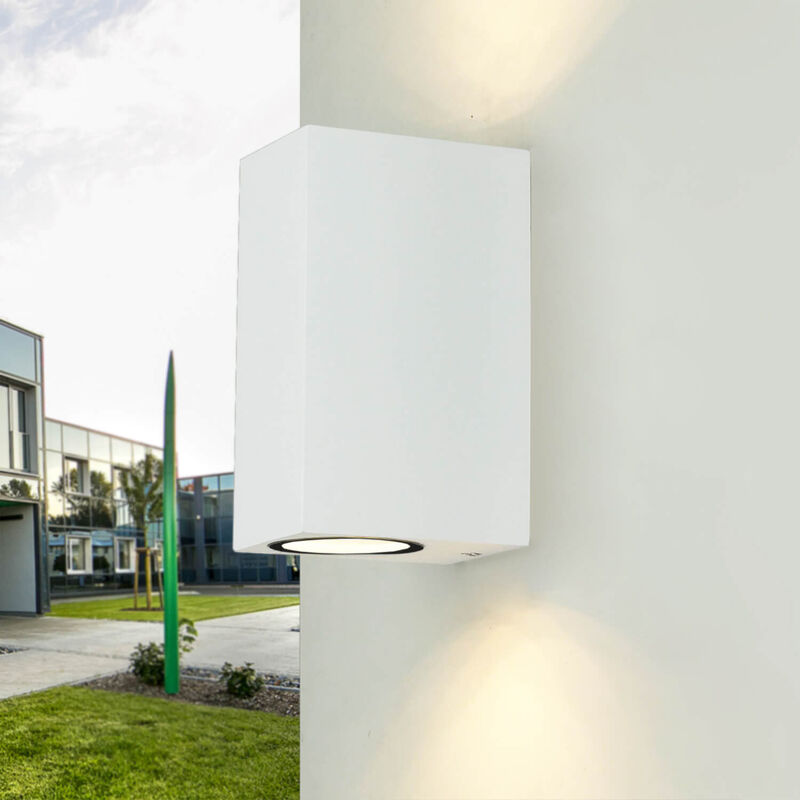Image of Licht-erlebnisse - Lampada da parete moderna per esterni aalborg design Up & Down in alluminio Spot a muro - Bianco