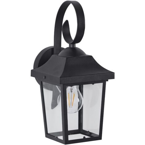 Lampada da parete moderna per esterni Lampada a stelo in metallo ferro vetro nero opaco Tangon
