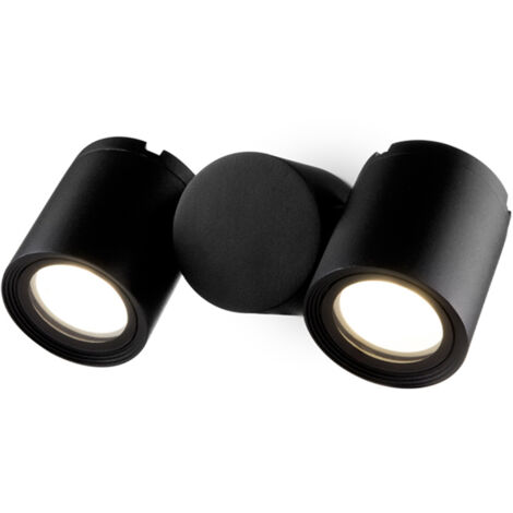 Lampada Da Parete Moderna Per Esterno Alluminio Nero 2 Luci Gu10 50W Ip54