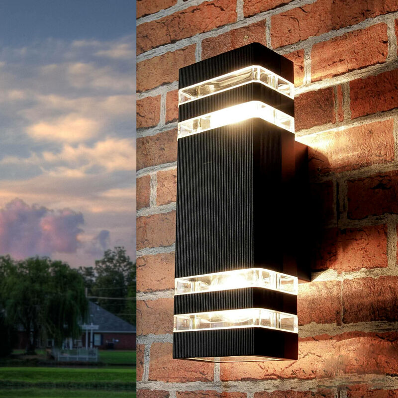 Image of Licht-erlebnisse - Lampada da parete per esterni dal design moderno Up Down Faretto Spott Applique per con attacco E27 IP54 per balcone giardino rio