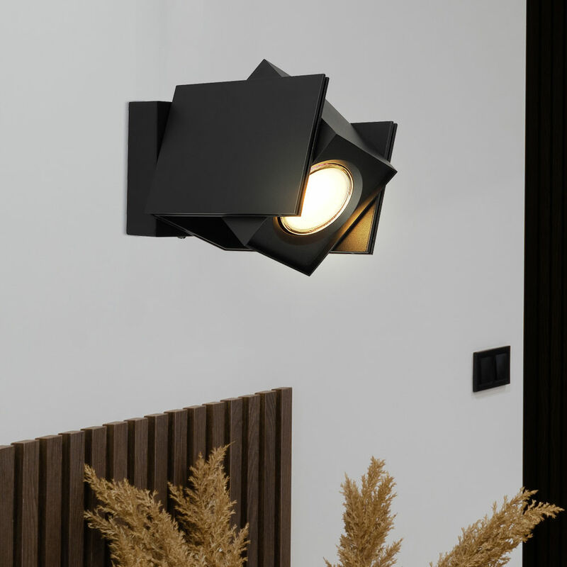 Image of Lampada da parete nera, lampada da corridoio, lampada da soggiorno, lampada da parete, lampada da camera con spot mobile, metallo alluminio, 1x GU10,