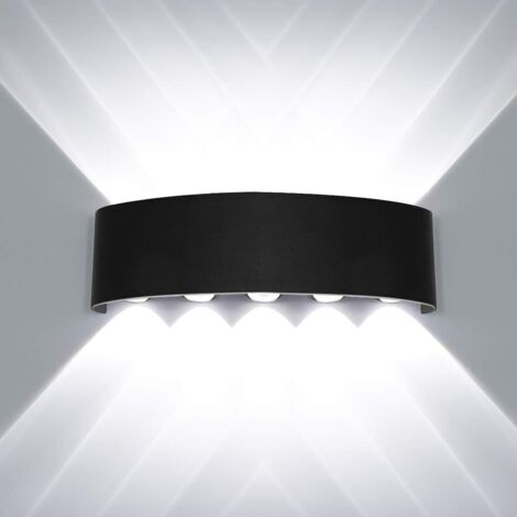 Lampada da Parete Nero Moderna Alluminio, Applique con Luce Verso l'Alto e il Basso per Camera da Letto, Salotto, Corridoio, Scala - 10W Luce Bianca
