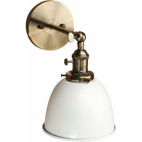 Lampada da parete orientabile in metallo stile scodella lampada da parete con paralume in ferro retroilluminazione industriale bianca (senza lampadina) [Classe di efficienza energetica A+]