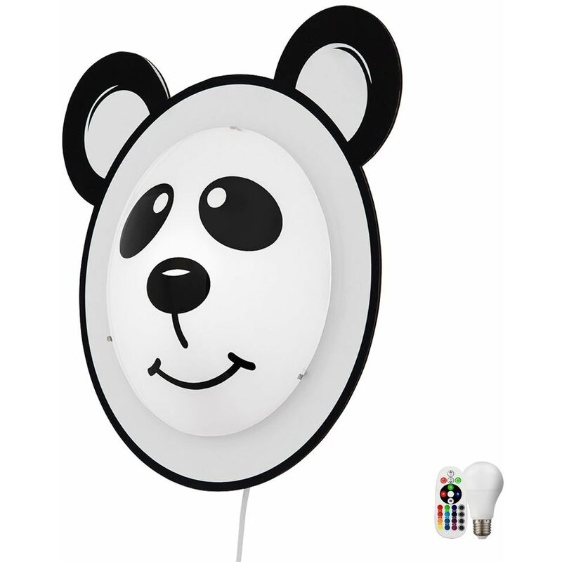 Image of Lampada da parete orso panda telecomando per bambini lampada da sala giochi set dimmerabile con lampadine LED RGB