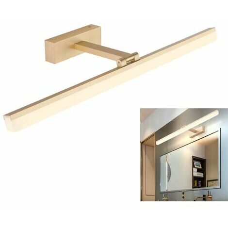 Lampada da parete per bagno Lampada da specchio a LED per bagno Lavello da bagno anteriore in alluminio Lampada a specchio resistente all'umidità, 12w/50cm, oro, luce bianca