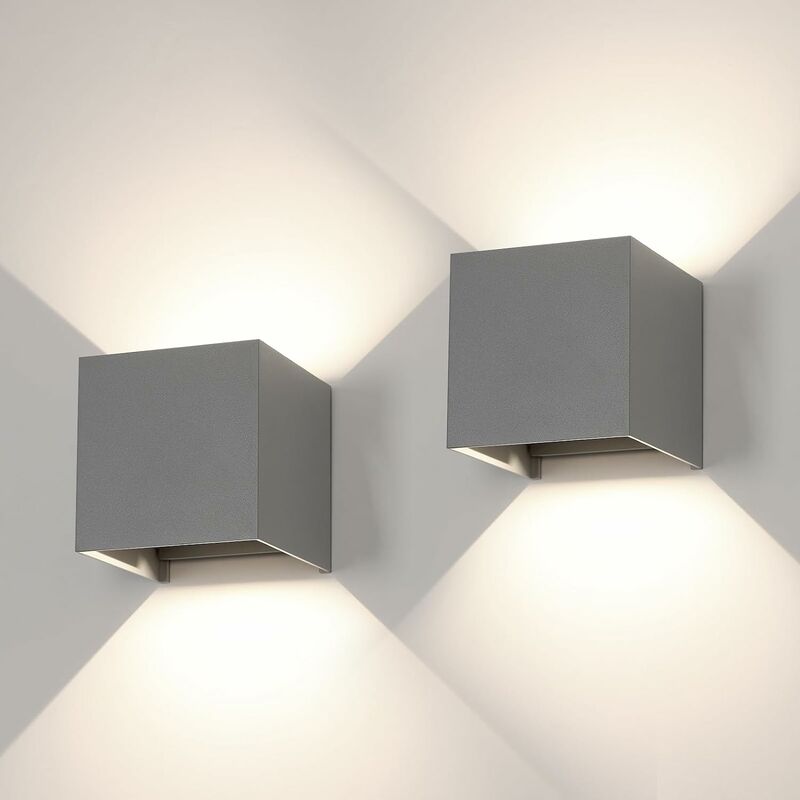 Image of Lampada da parete per esterni 2 pezzi Lampada da parete moderna Up Down, Illuminazione da parete da 6 w Impermeabile IP65 Fascio regolabile (Bianco