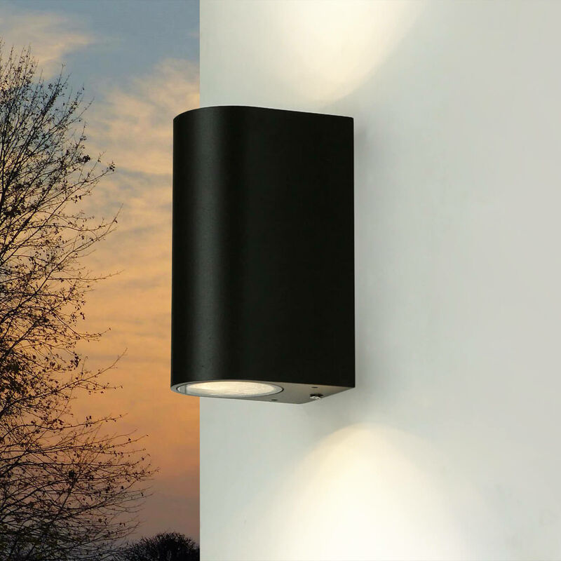 Image of Licht-erlebnisse - Lampada da parete per esterni aalborg dal design Up & Down GU10 Applique a muro - Nero