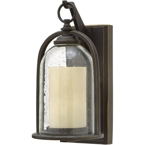 Lampada da parete per esterni ALU vetro pressofuso H 34,3 cm luce cortile bronzo 1 fiamma