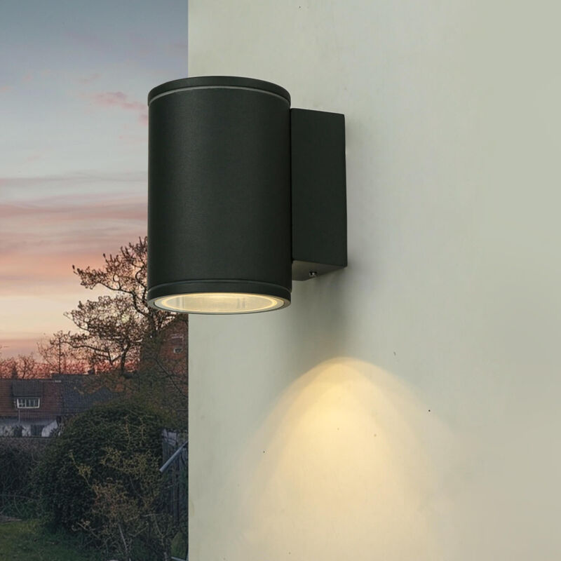 Image of Licht-erlebnisse - Lampada da parete per esterni Applique dal design modenro Downlight in alluminio color ntracite IP54 GU10 per cancello giardino