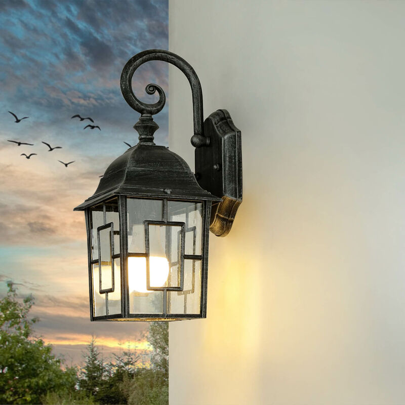 Image of Lampada da parete per esterni friesen dal design rustico di color argento antico E27 - Argento antico