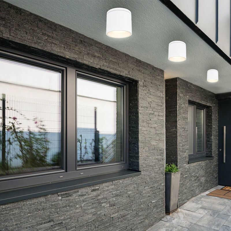Image of Etc-shop - Lampada da esterno plafoniera lampada da soffitto illuminazione ingresso casa lampada da terrazza, alluminio plastica bianca, 1x GX53, d