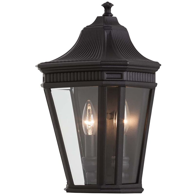 Image of Lampada da parete per esterni in alluminio pressofuso vetro nero h 40,6 cm lampada da giardino lanterna