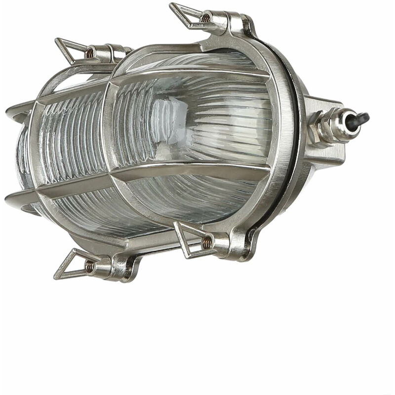 Image of Licht-erlebnisse - Lampada da parete per esterni in ottone con vetro scanalato l: 21 cm Marittimo IP64 E27 Lampada da parete Lampada da esterno