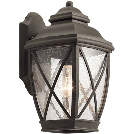 Lampada da parete per esterni in vetro ALU H 34,1 cm lanterna in bronzo lampada da giardino classica