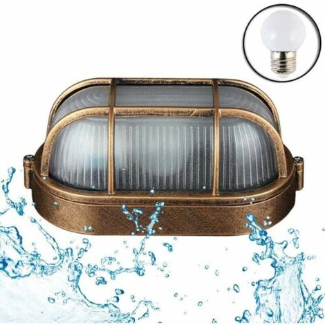 Lampada da parete per esterni Lampada da parete industriale retrò Lampada da barca ovale Lampada da oblò, Plafoniera ellittica Lampada da parete Apparecchio di illuminazione, per interni ed esterni E2