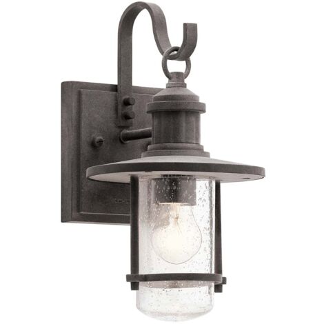 Lampada da parete per esterni lanterna alluminio vetro H 31,7 cm zinco 1 fiamma IP44 giardino