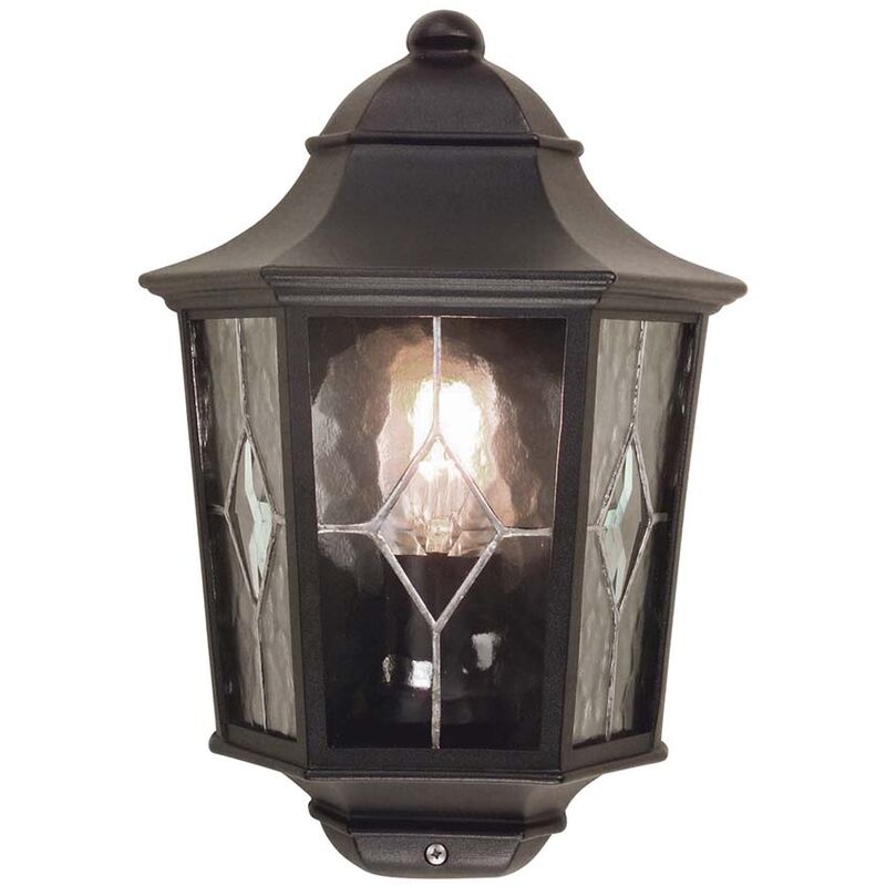 Image of Lampada da parete per esterni lanterna in alluminio pressofuso nero 1 fiamma H 35.9 cm IP43