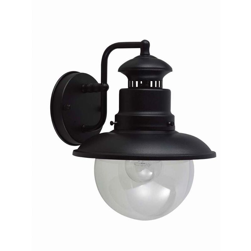 Image of Lampada da parete per esterni lanterna in alluminio pressofuso nero h 26,8 cm portico balcone luce