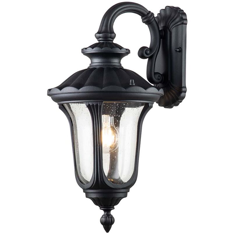 Image of Etc-shop - Lampada da parete per esterni lanterna lampada da parete luce da cortile balcone E27 vetro trasparente alluminio nero