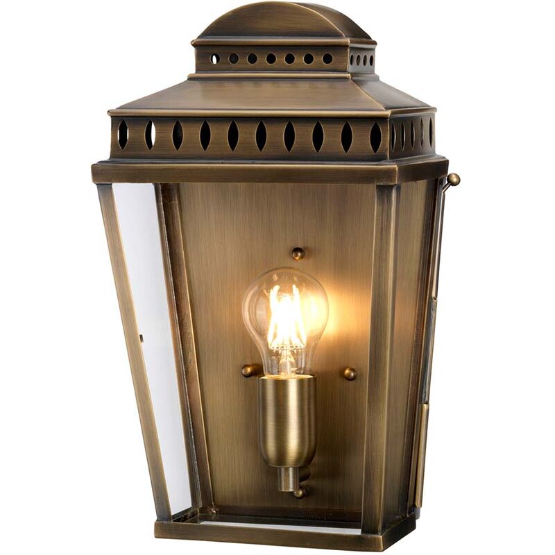 Image of Lampada da parete per esterni lanterna ottone 2 fiamme h 37.5cm IP44 veranda balcone