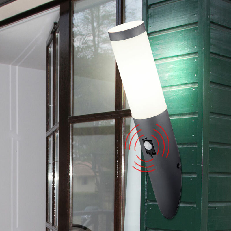 Image of Lampada da parete per esterni, torcia da giardino, lampada in acciaio inossidabile, rilevatore di movimento, riflettore da cortile
