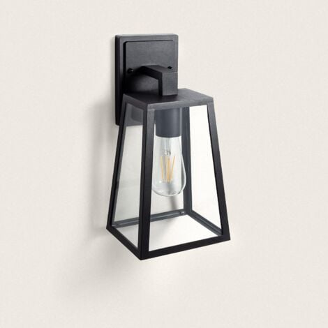 LEDKIA Lampada da Parete per Esterno Alluminio e Vetro Karan Nero