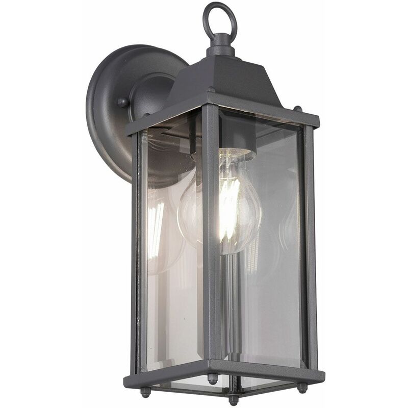 Image of Lampada da parete per esterni lampada da facciata telecomandata lanterna faretto antracite dimmerabile in un set con lampadine led rgb