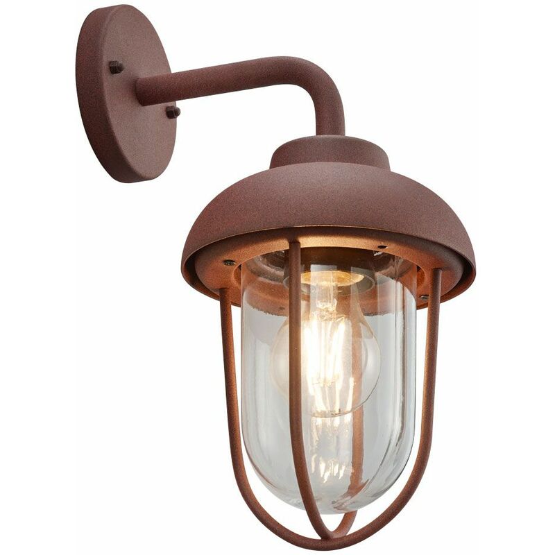 Image of Etc-shop - Lampada da parete per esterni lanterna a filamento color ruggine illuminazione da giardino portico luce in vetro in un set comprensivo di