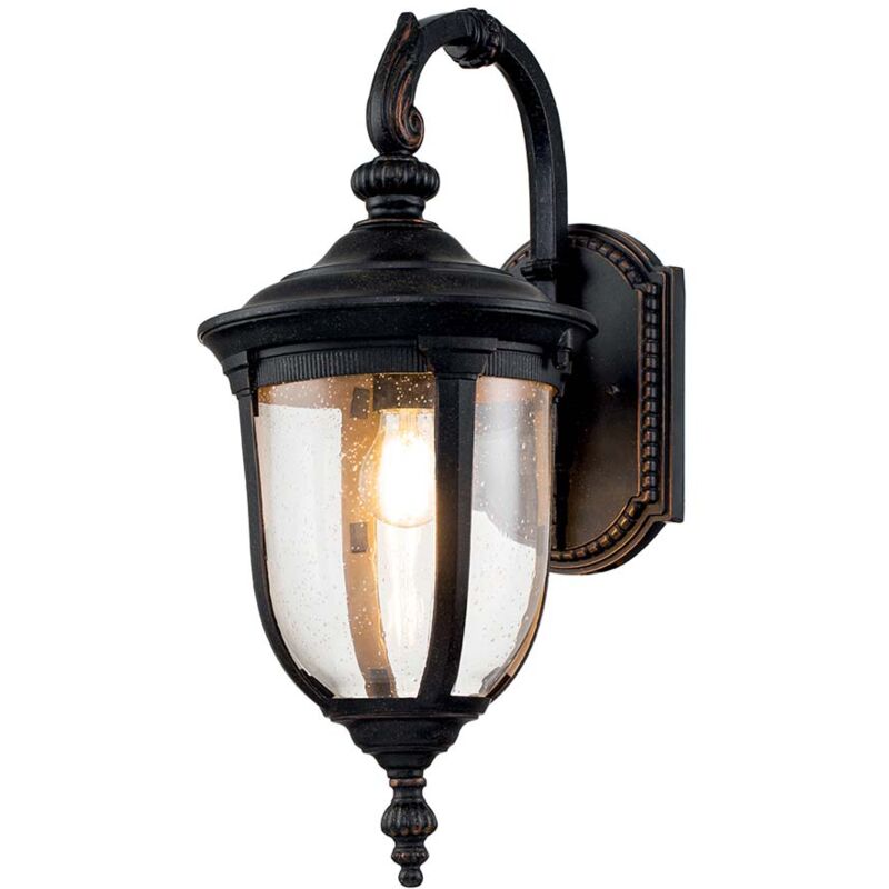 Image of Etc-shop - Lampada da parete per esterno lanterna lampada da parete luce cortile balcone E27 vetro trasparente alluminio bronzo