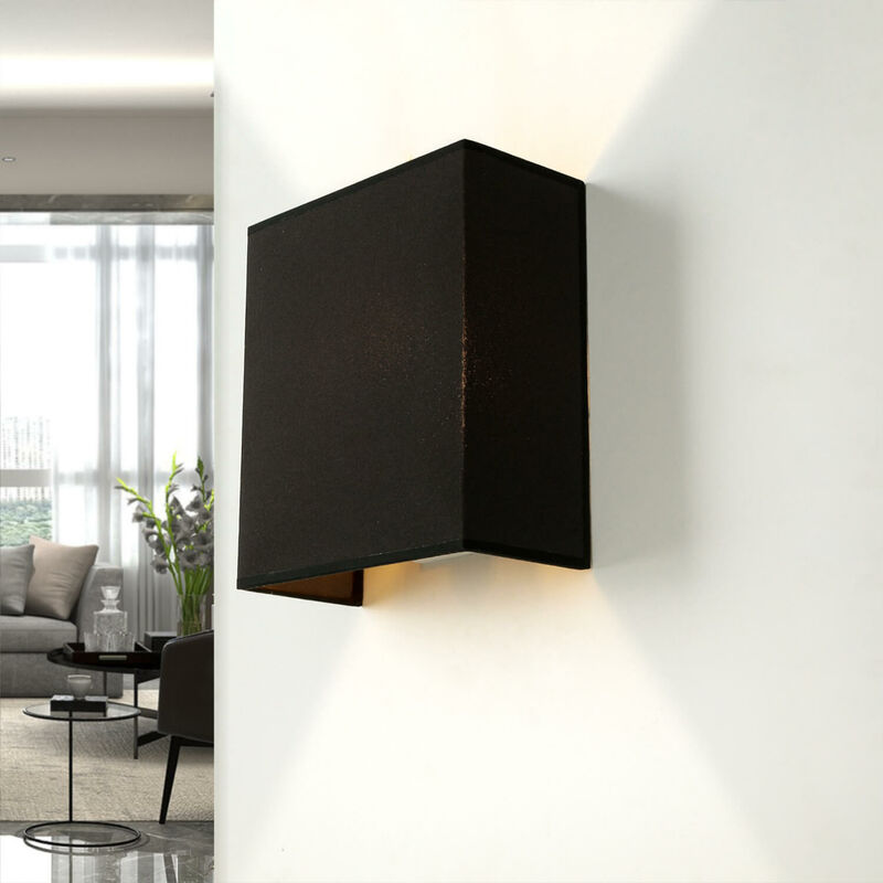 Image of Lampada da parete per interni ALICE dal design Loft squadrato in tessuto color antracite E27 - Antracite