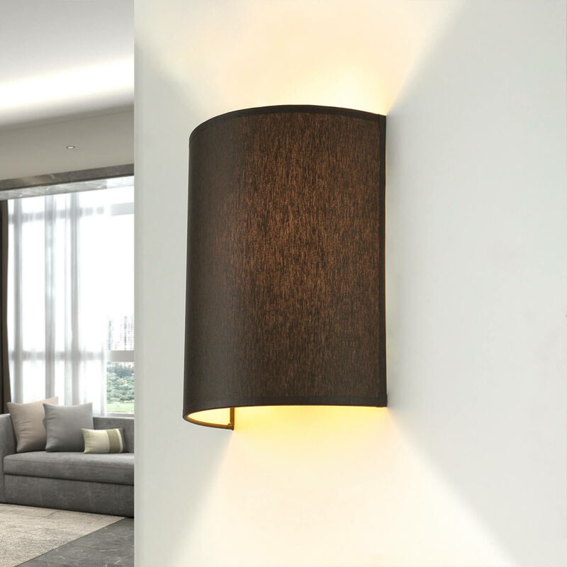 Image of Licht-erlebnisse - Lampada da parete per interni alice dal design moderno con paralume in stoffa marrone 1xE27 - Marrone