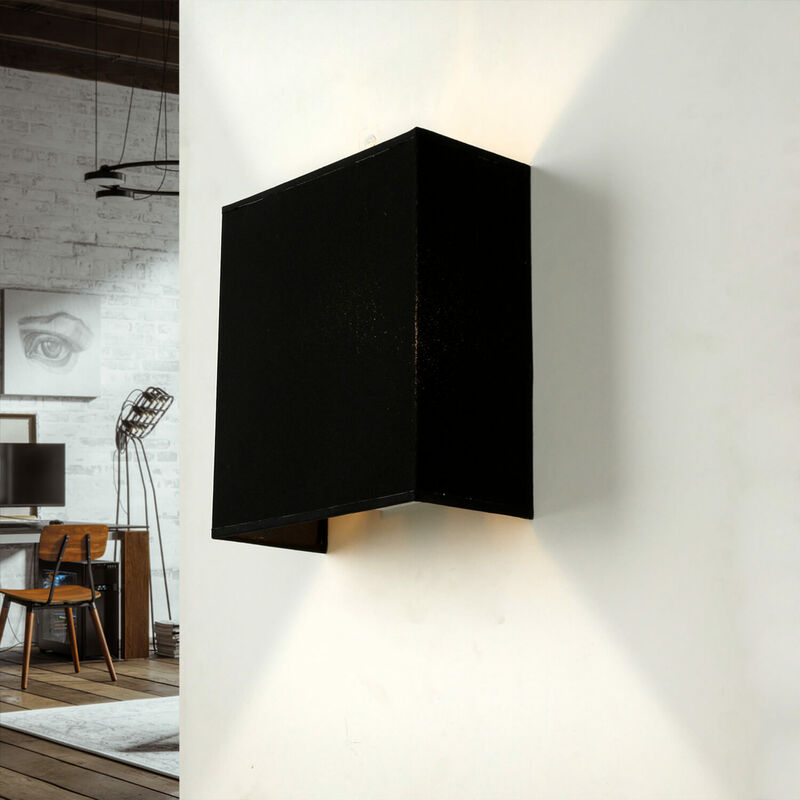 Image of Lampada da parete per interni alice in tessuto nero stile moderno E27 a basso abbagliamento - Nero