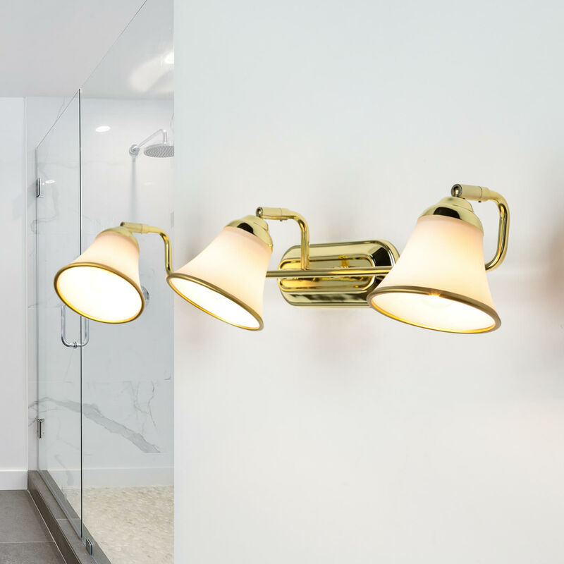 Image of Licht-erlebnisse - Lampada da parete per interni grando Applique a muro per bagno orientabile - Oro, Bianco