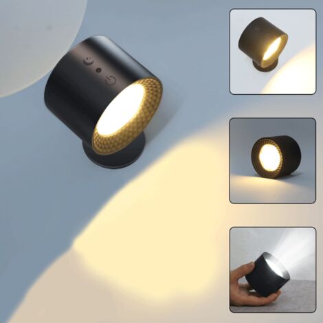 Lampada da parete per interni, lampada a LED touch con porta di ricarica USB, controllo touch, 3 livelli di luminosità, 3 temperature di colore, lampada da comodino girevole a 360° per camera da letto