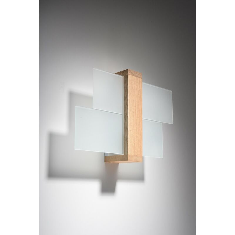 Image of Lampada da parete per interni leda dal design moderno in vero legno Applique a muro per corridoio - Vero legno, Trasparente