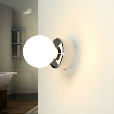 Lampada da parete per interni resistente contro acqua IP44 Paralume a sfera color cromo Ø8cm Applique bagno in stile moderno - Cromo